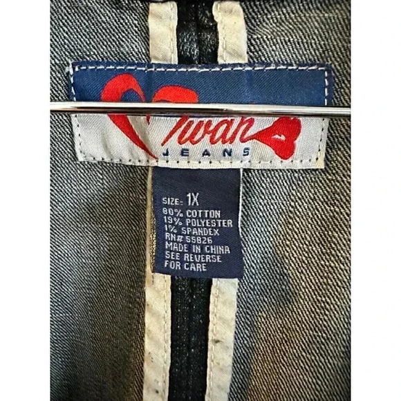 Mwah Jeans Denim Jacket women's plus size 1X medium wash with pockets - Picture 8 of 10